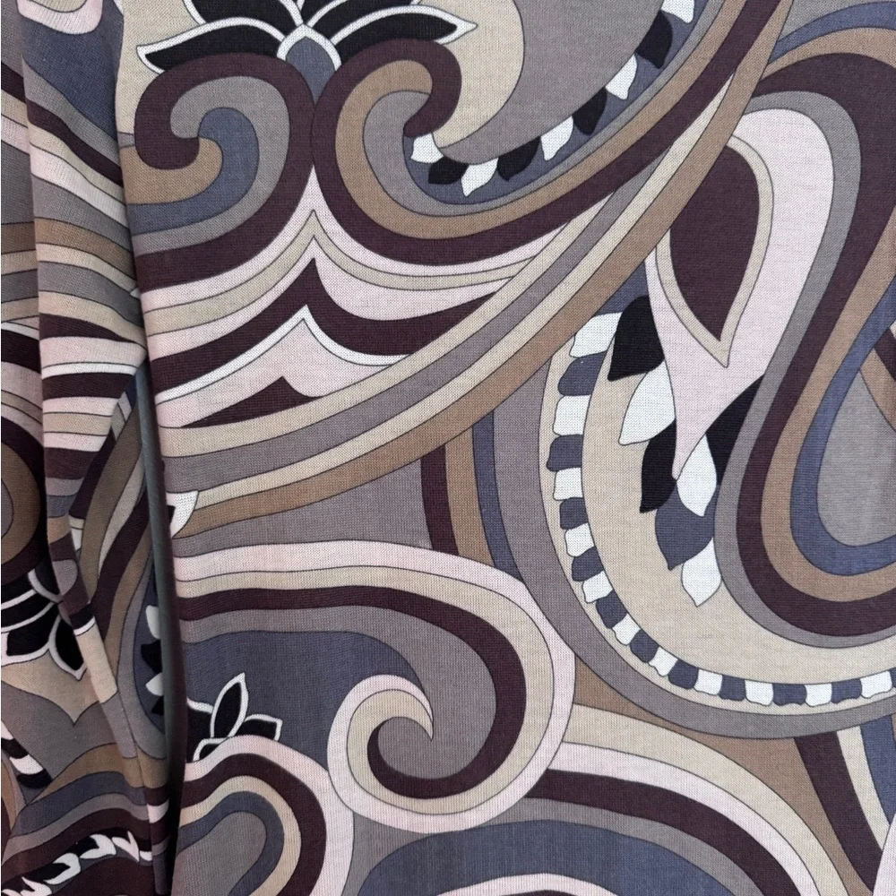 Zara Elegant Brown Patterned Long Sleeve Dress Medium - Picture 7 of 8